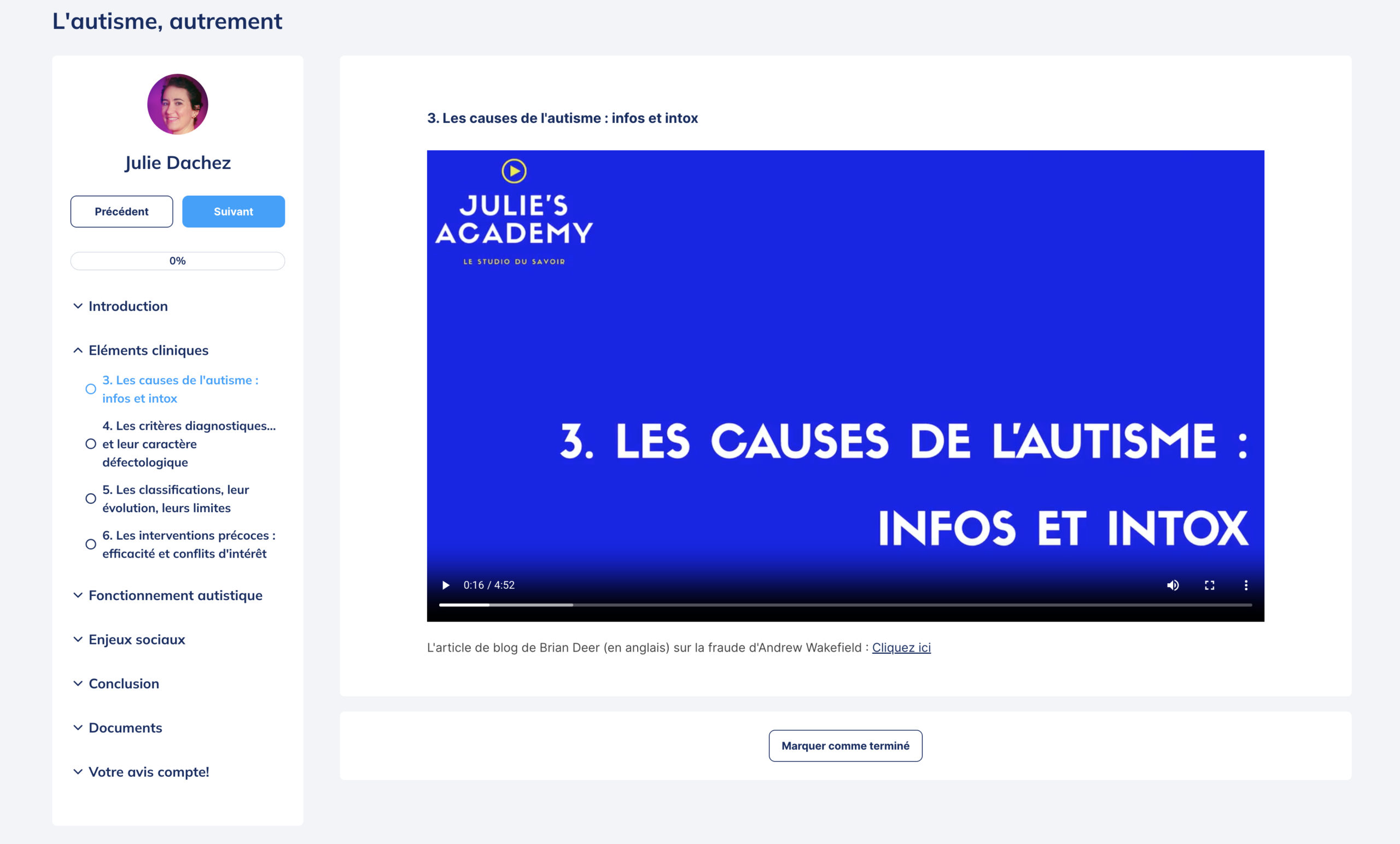 Julie Academy formation sur l’autisme